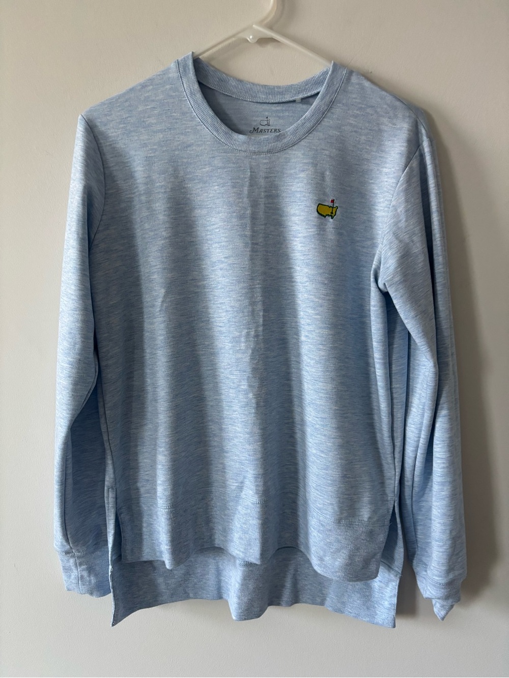 Masters light blue crewneck sweatshirt Sz S embroidered golf logo side Augusta